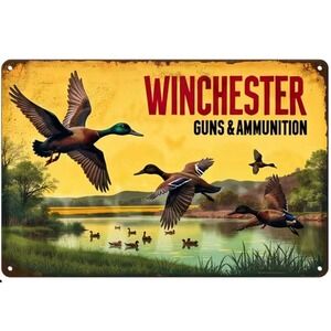 Retro Sign Winchester Gun Tin Metal Signs 8x12 Man Cave Garage Den Bar Ducks